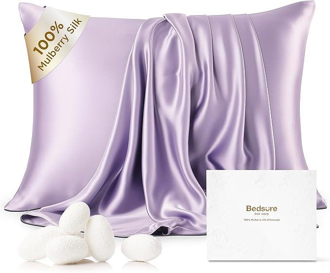 Bedsure 100% Mulberry Silk Pillowcase for Hair and Skin,Purple Silk Pillow Case with Hidden Zippe... | Amazon (US)