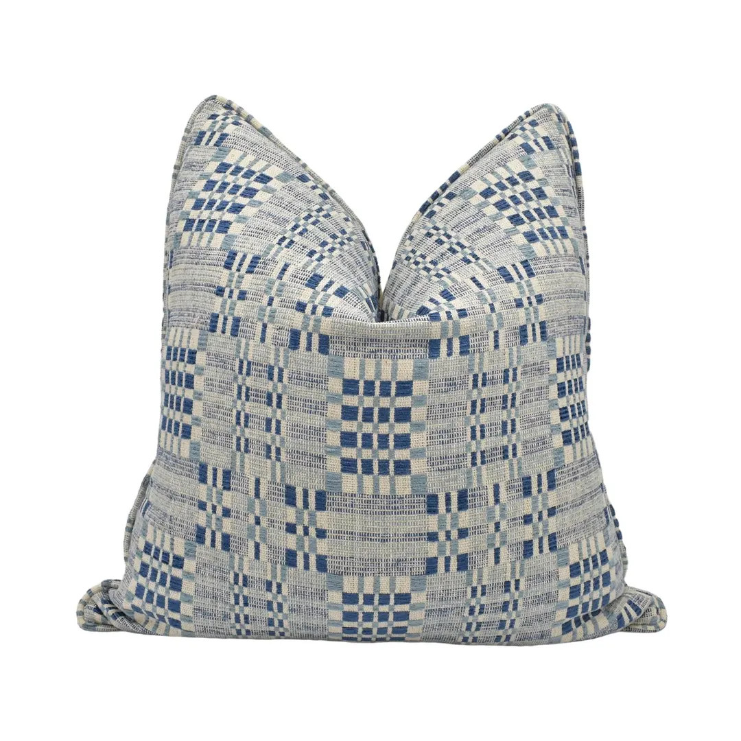 Schumacher - Brimfield - Indigo - Soft Intricate Flea Market Woven Designer Cushion Cover - Luxur... | Etsy (US)