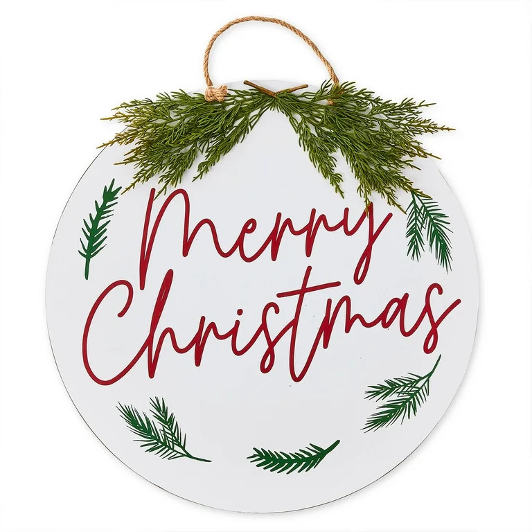 Merry Christmas & Welcome Hanging Reversible Sign, 20", by Holiday Time (Multicolor) | Walmart (US)