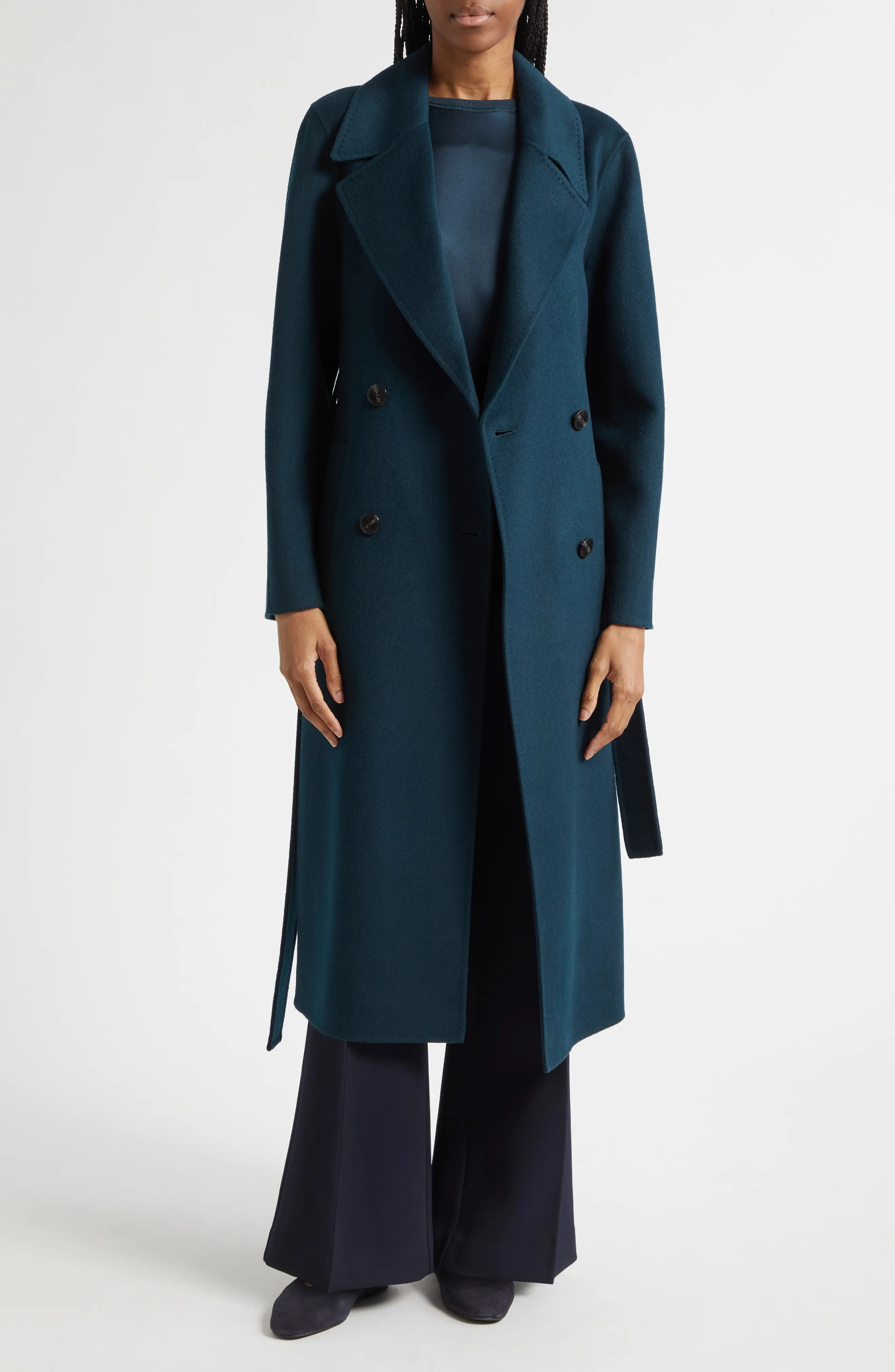 Reiss Rene Wool Blend Double Face Coat in Teal at Nordstrom, Size 4 | Nordstrom