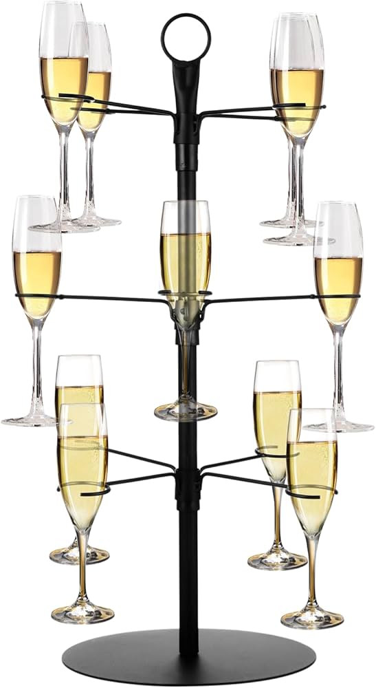 Lnrueg Cocktail Tree Stand, 3 Tier - 12 Holders Wine Glass Holder Stand, Champagne Tower, High-Fo... | Amazon (US)
