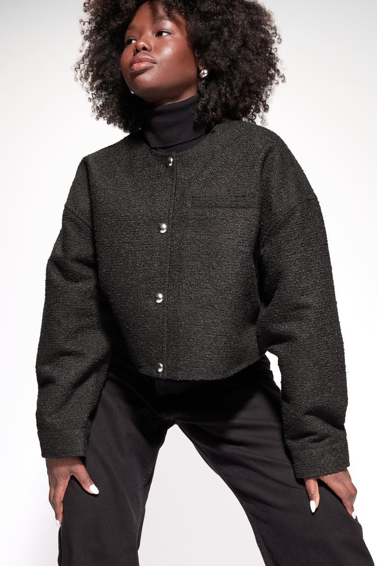 Oversized Button-front Jacket - Black - Ladies | H&M US | H&M (US + CA)