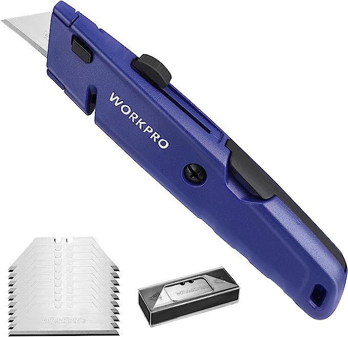WORKPRO Retractable Utility Knife with Extra Blade Storage, Quick-Change Box Cutter with Twine Cu... | Amazon (US)