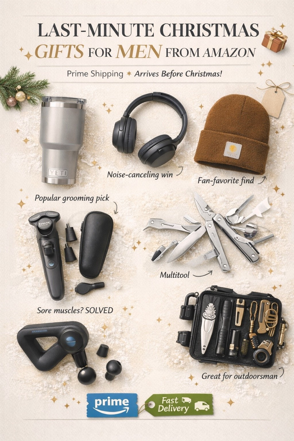If you’re officially in last-minute Christmas mode and still need gifts for the men in your life, this list has you COVERED 🎄🎁

These are easy wins that men actually love and use — no guessing, no stress, no returns. From everyday essentials to cool, practical upgrades, every item on this list ships FAST with Amazon Prime and arrives in time for Christmas.

I included gifts that work for husbands, boyfriends, dads, brothers, and even coworkers. Think insulated tumblers he’ll use daily, noise-canceling headphones for work or travel, cozy winter accessories, grooming must-haves, recovery tools for sore muscles, and multitools that are perfect for the outdoorsy guy or the “I like useful things” man.

These are the kind of gifts that feel thoughtful without being complicated — practical, stylish, and 100% appreciated.

✔️ Prime shipping
✔️ Arrives before Christmas
✔️ Zero-stress gifting

Tap to shop everything and get it delivered in time 🎅🏽🚚

#LastMinuteChristmasGifts #GiftsForMen #AmazonGifts #AmazonFinds #PrimeShipping #ChristmasShopping #GiftIdeasForMen #MensGiftGuide #HolidayGifts #HusbandGifts #DadGifts #BoyfriendGifts #StockingStuffersF

#LTKHoliday #LTKSaleAlert #LTKGiftGuide
