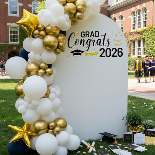 2026 Graduation Decals Decorations, Class of 2026 Graduation Arch Backdrop Stickers for Party Decoration, Congrats Grad Decal for Party Supplies Photo Props, Black & Gold | Amazon (US)