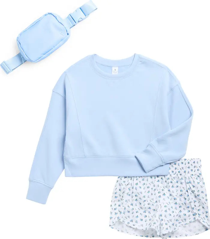 YOGALICIOUS Kids' Sweatshirt, Running Shorts & Belt Bag Set | Nordstromrack | Nordstrom Rack
