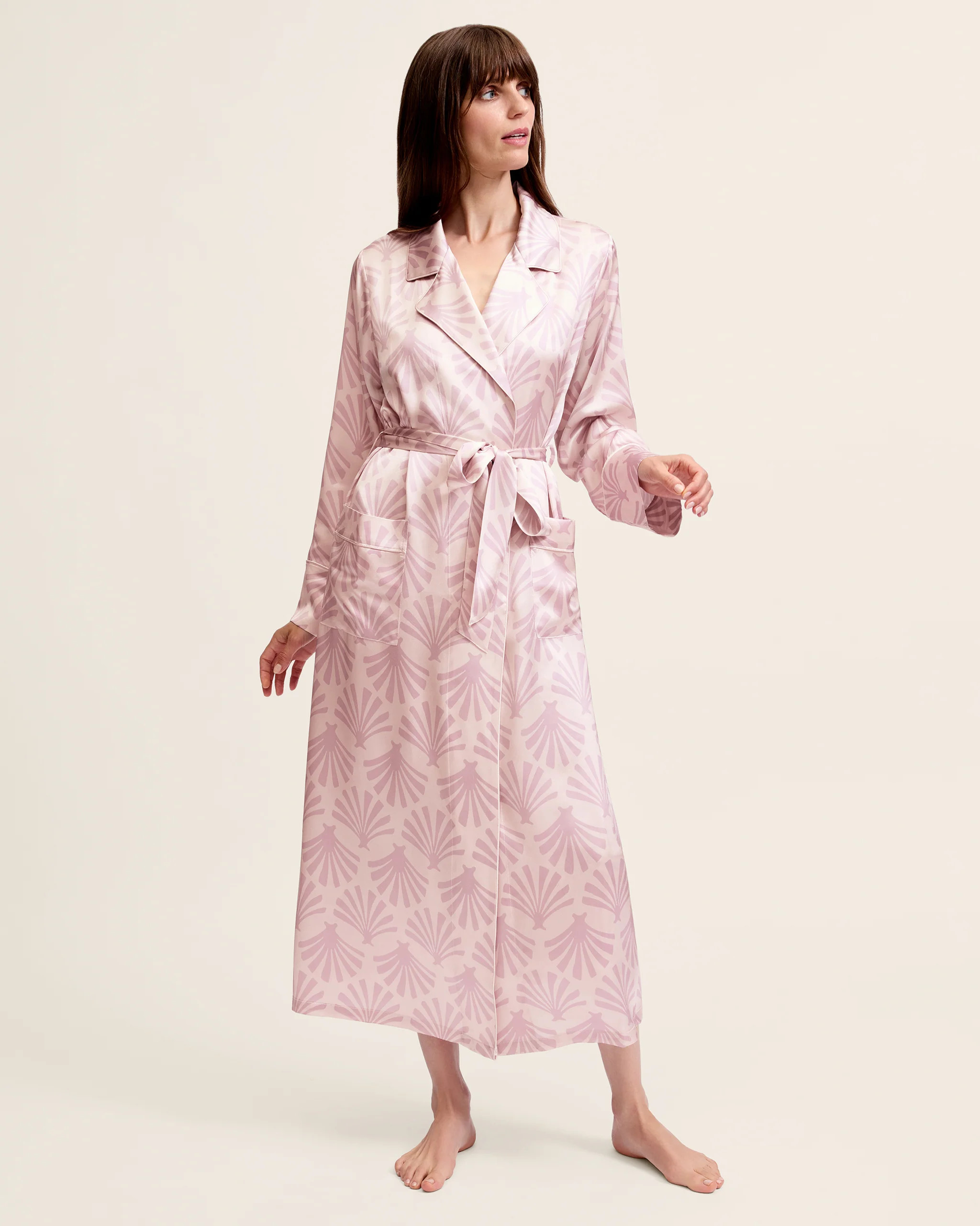 Women's Silk Robe in Blush Tide | Petite Plume