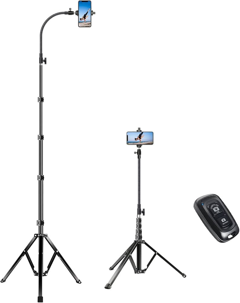 Elitehood 81" Tall Flexible Tripod Stand for iPhone with 17in Adjustable Gooseneck with Remote Co... | Amazon (US)