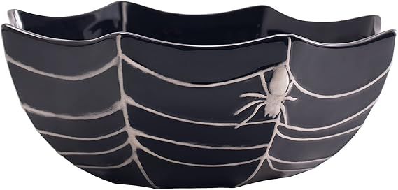 Bico Halloween Spider Web 9.5 inch Black Candy Ceramic Serving Bowl, for treats, chocolates, cook... | Amazon (US)