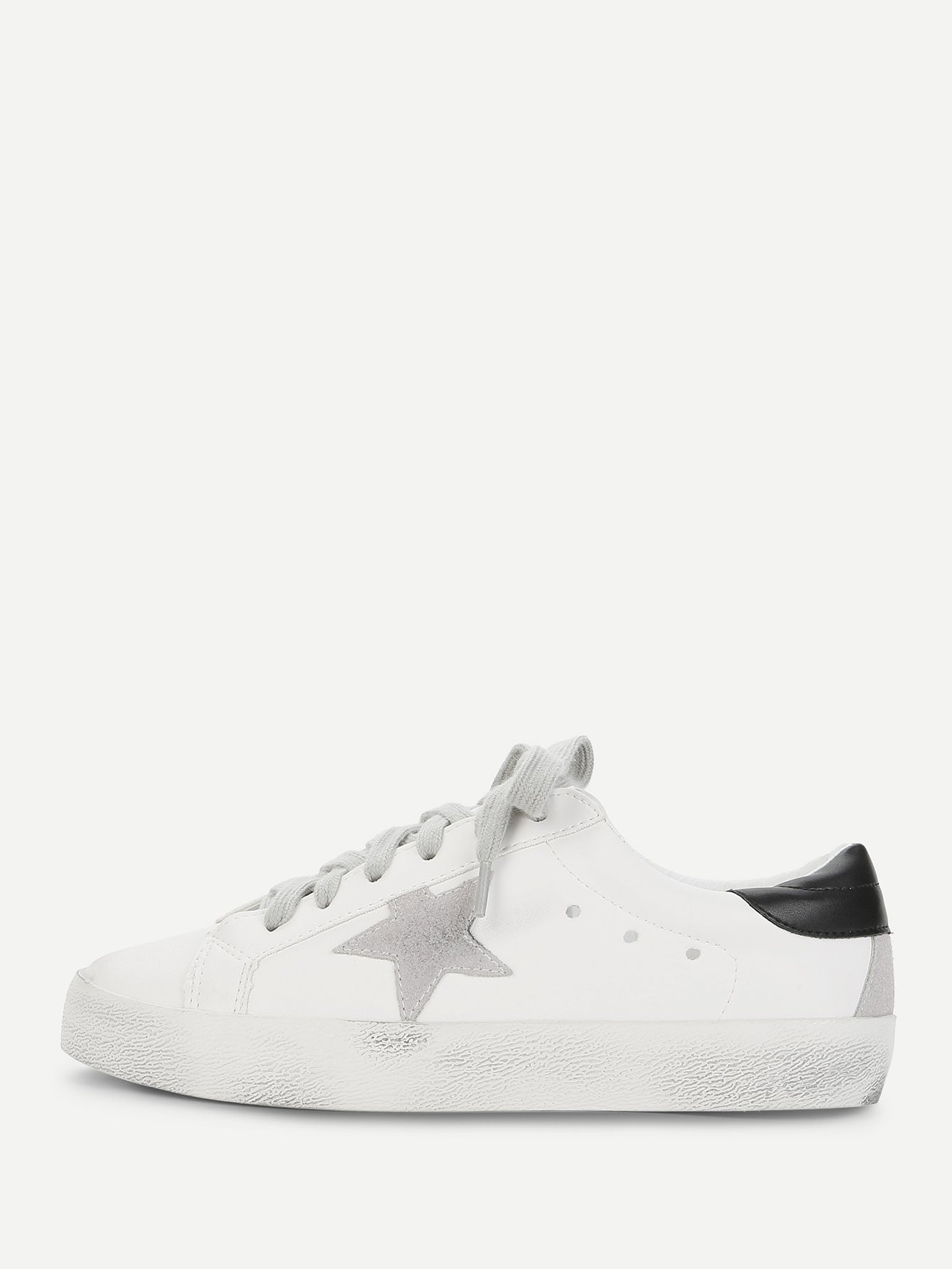 Star Patch Lace Up Splice Sneakers | SHEIN