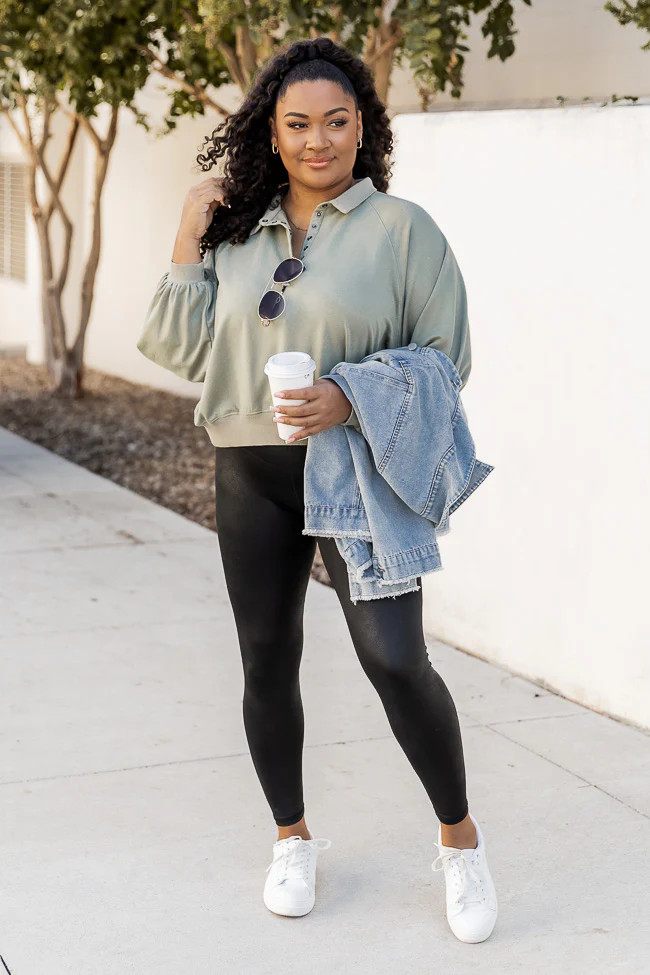 Affection For You Olive Henley Pullover | Pink Lily