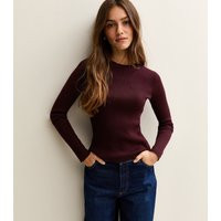 Women's Petite Burgundy Ribbed Knit Crew Neck Jumper New Look | New Look (UK)