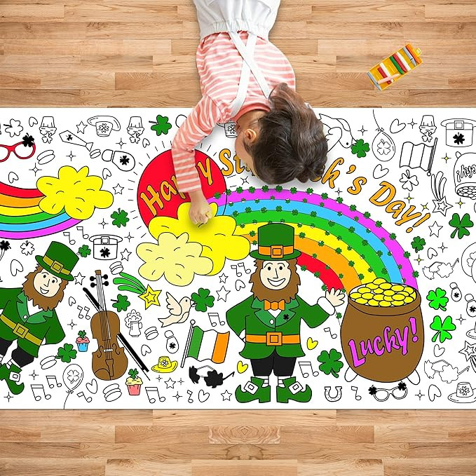 OHOME St. Patrick's Day Giant Coloring Poster/Tablecloth - St Patricks Day Decorations - 30 x 72 ... | Amazon (US)