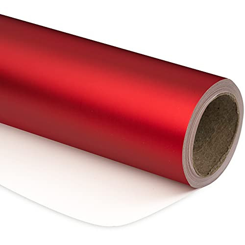 RUSPEPA Red Valentine's Day Wrapping Paper - Solid Color Red Matte Metal Paper Perfect for Valenine's, Wedding, Birthday, Christmas, Baby Shower, Anniversaries - 17 Inches X 16.5 Feet | Amazon (US)