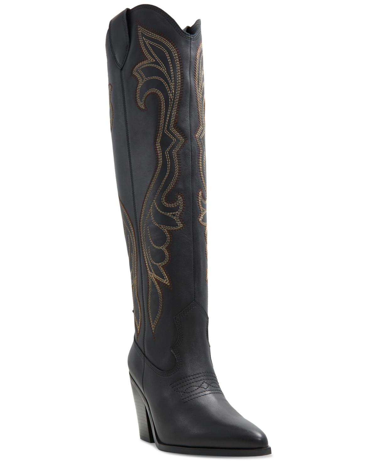 Aldo Women's Alamo Knee-High Cowboy Boots - Black Smooth | Macy's