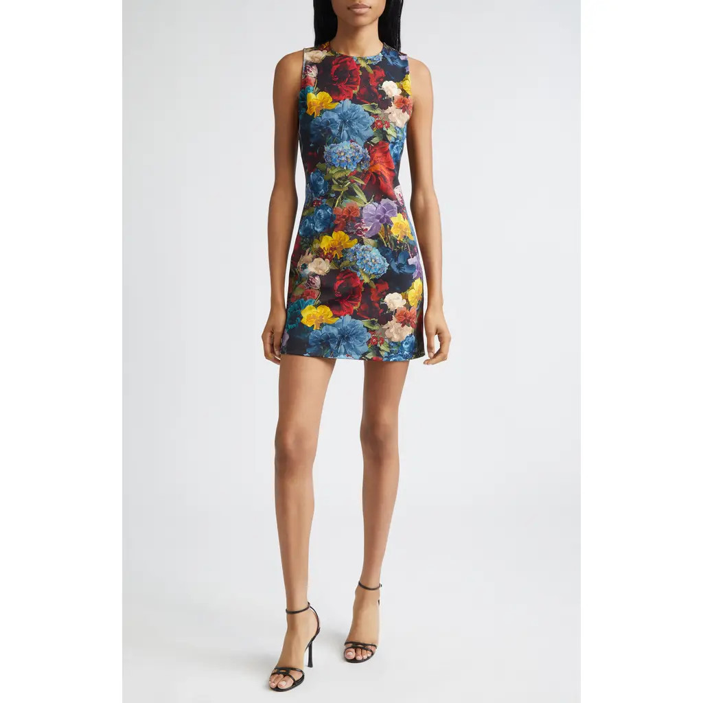 Alice + Olivia Wynell Floral Scuba Knit Minidress in Flourish at Nordstrom Rack, Size 4 | Nordstrom Rack