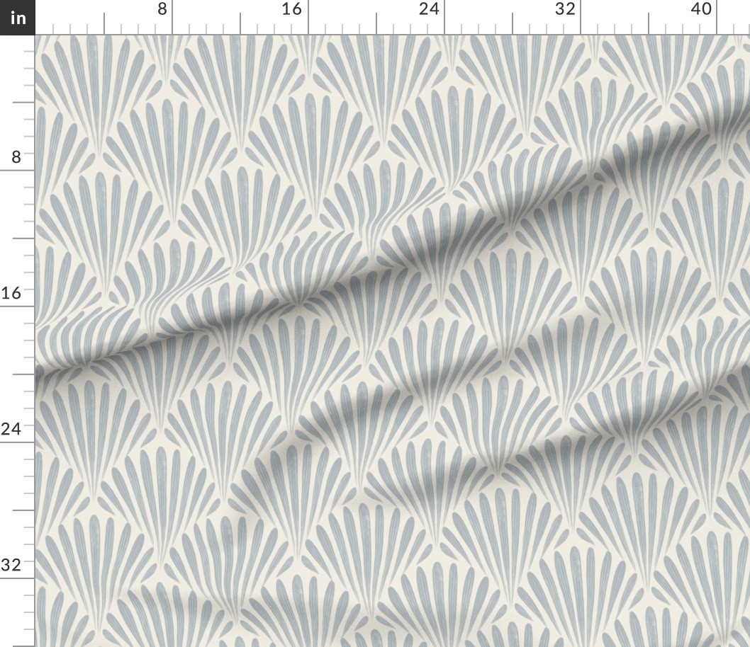scallop fans - creamy white french grey blue - art deco geometric seashells Fabric | Spoonflower | Spoonflower