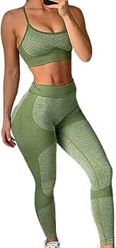 TAKIYA Workout Outfits for Women 2 Piece Yoga High Waist Leggings Seamless Sports Bra Tracksuits ... | Amazon (US)