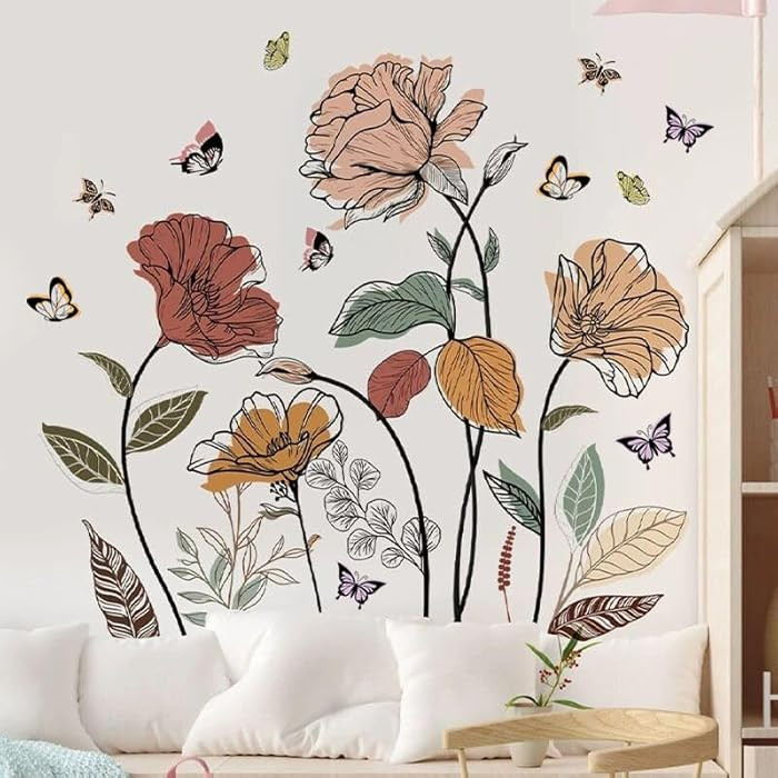 Esmee Flower Wall Stickers Wildflowers Living Room Bedroom Bedside Entrance Wall Beautification D... | Amazon (US)