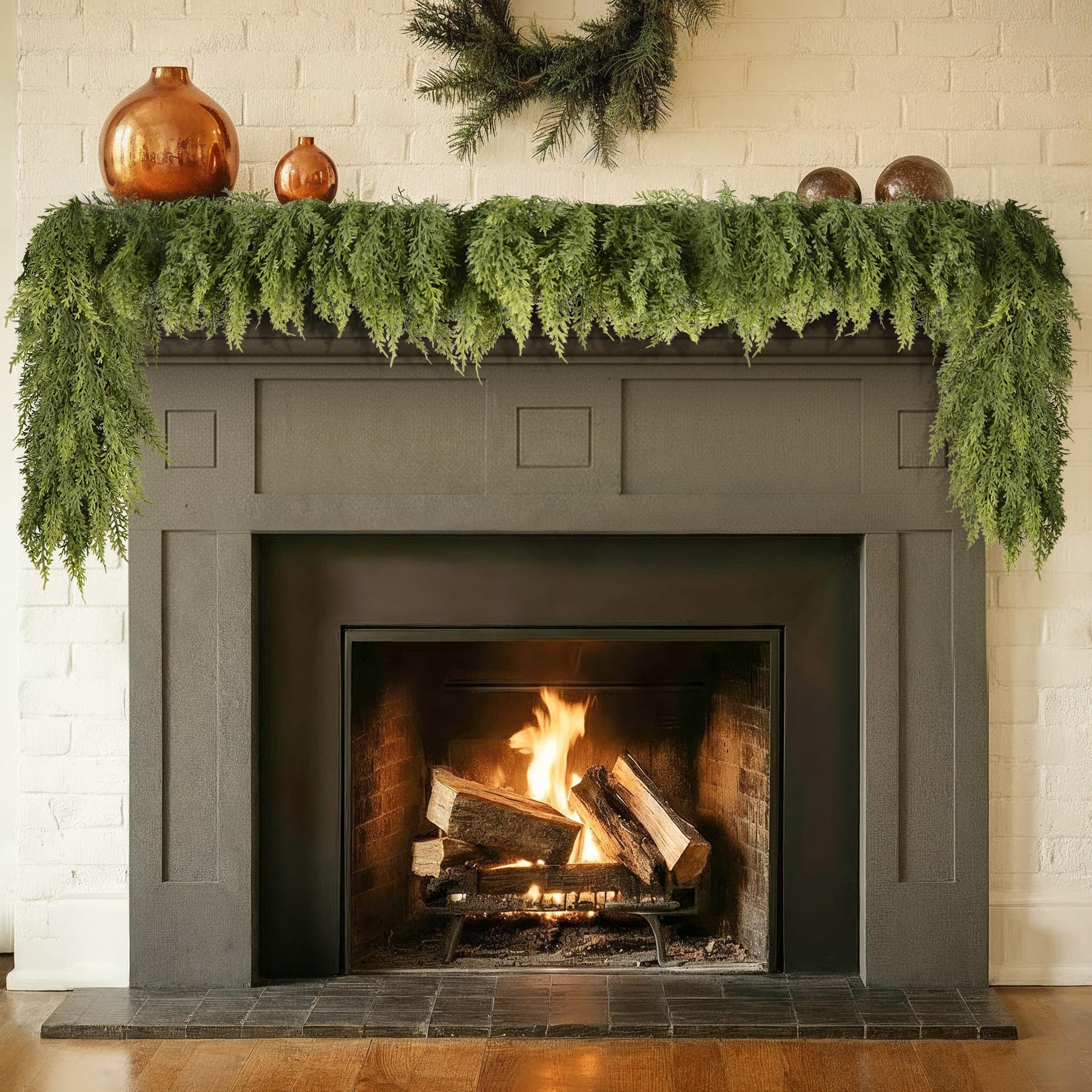 6FT Christmas Garland Cedar Garland Real Touch Faux Greenery Cypress Garlands for Mantle,Table,Wa... | Amazon (US)