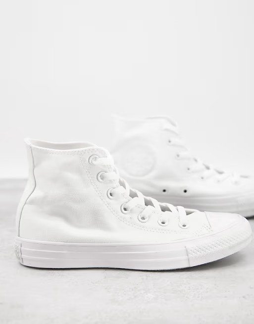 Converse Chuck Taylor All Star Hi canvas sneakers in white mono | ASOS (Global)