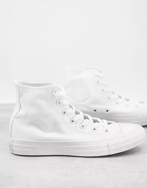 Converse Chuck Taylor All Star Hi canvas sneakers in white mono | ASOS (Global)