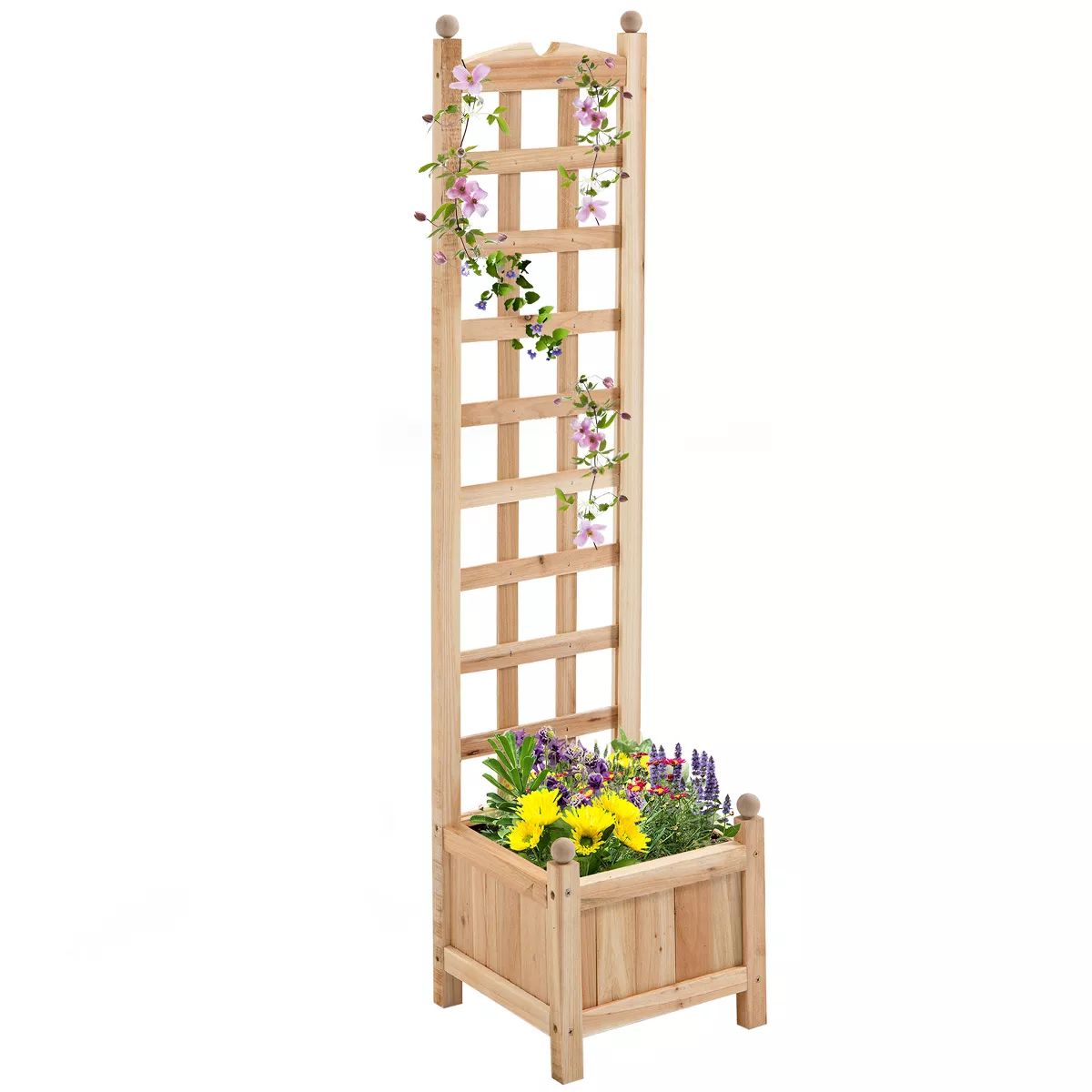 Outsunny Raised Garden Bed with Trellis Board Back & Strong Wooden Design & Materials | Target