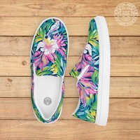 Playa Hermosa Women's Slip-On Canvas Shoes, Tropical Slip-Ons, Floral Sneakers, Comfortable Lightweight Slip-On, Boat Shoes | Etsy (US)