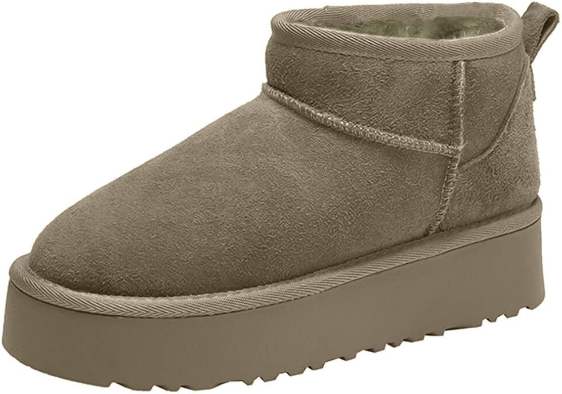 WICDIC Platform Mini Boot For Women Short Ankle Boot Fur Fleece Lined Sneakers Classic Ultra Snow... | Amazon (US)