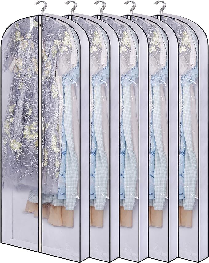 SLEEPING LAMB 60'' Hanging Garment Bags for Closet Storage Gusseted Clear Dress Bag for Clothes, ... | Amazon (US)