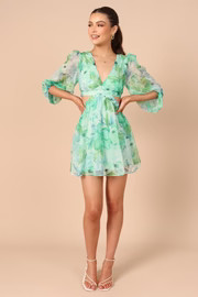 Addie Mini Dress - Green Floral | Petal & Pup (US)