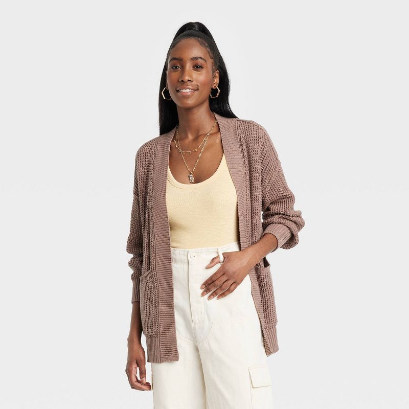 Women&#39;s Open-Front Cardigan - Universal Thread&#8482; Taupe XS | Target
