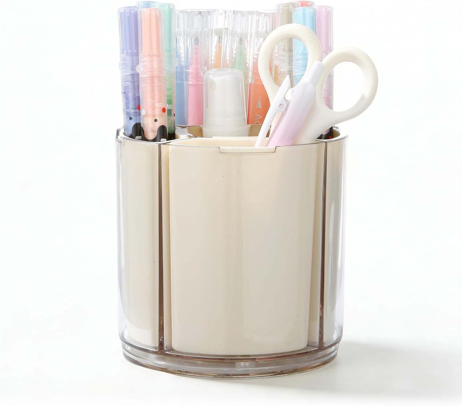 Comix 360° Rotating Pen Holder for Desk, Beige Pencil Holder with 5 Slots | Amazon (US)