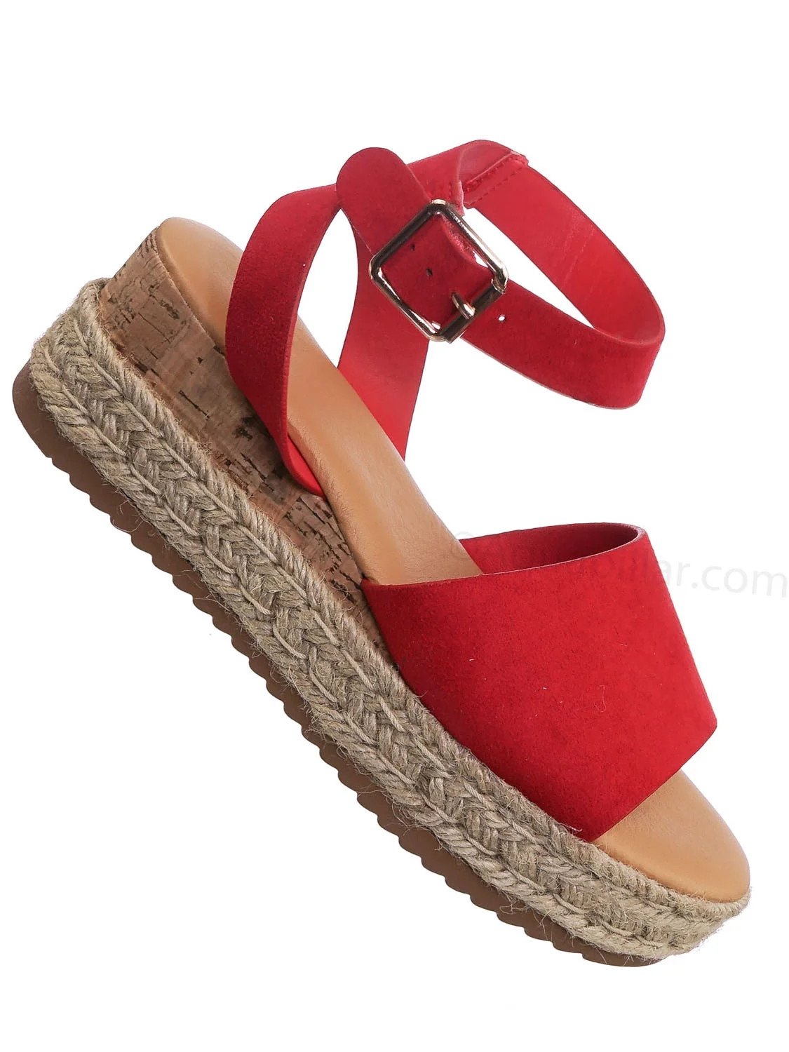 Leading by Bamboo, Espadrille Wedge Flatform Sandal -Women Open Toe Flat Platform Jute Wrap | Walmart (US)