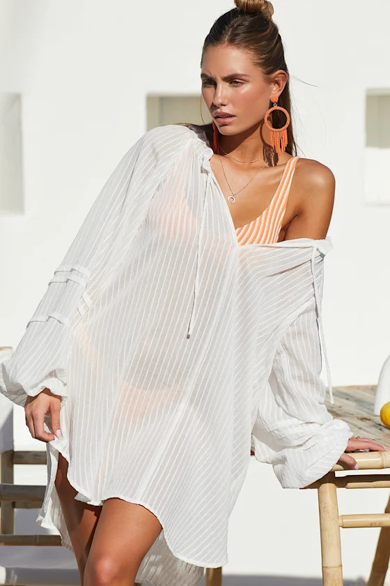 Cabo Cutie White Long Sleeve Swim Cover-Up | Lulus (US)