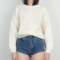 Vintage Hand Knit Soft Cable Sweater M | Etsy (US)