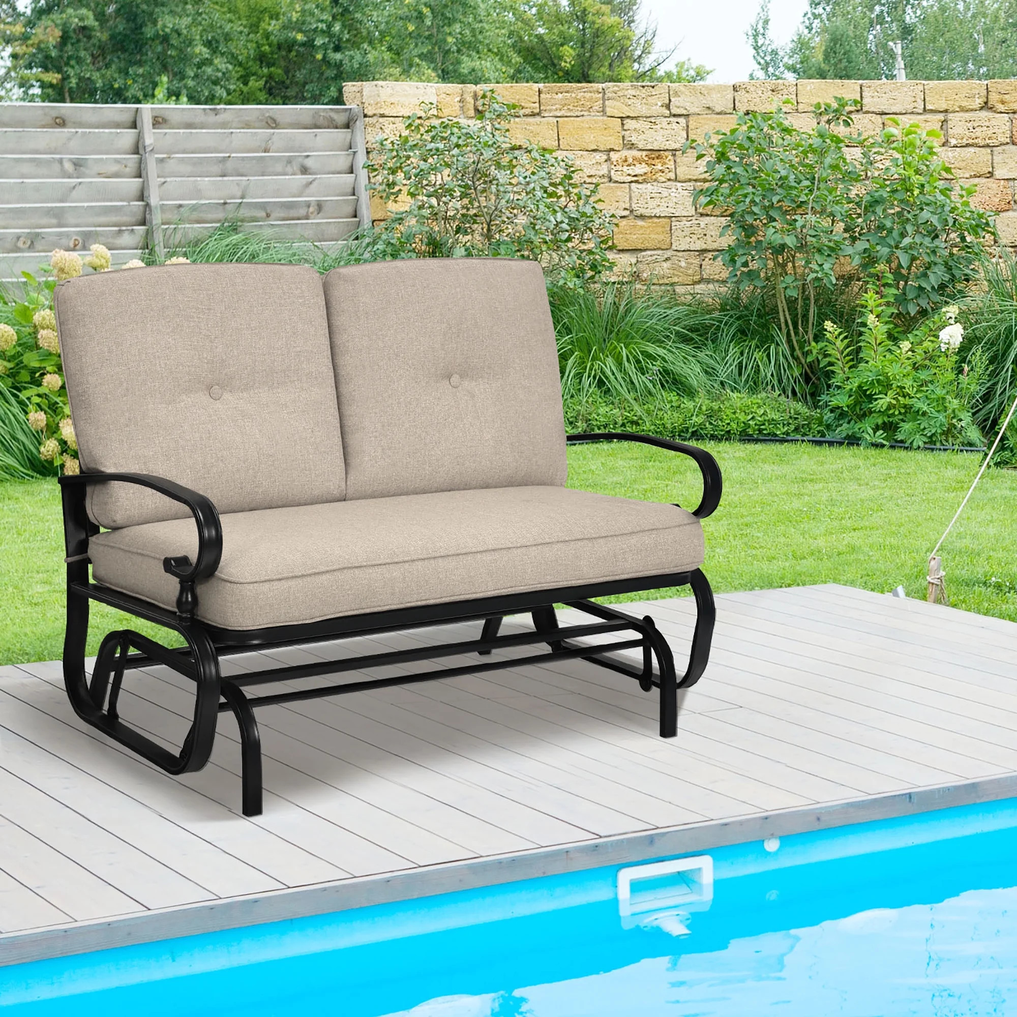 Costway 2-Person Outdoor Swing Glider Chair Bench Loveseat Cushioned Sofa | Walmart (US)