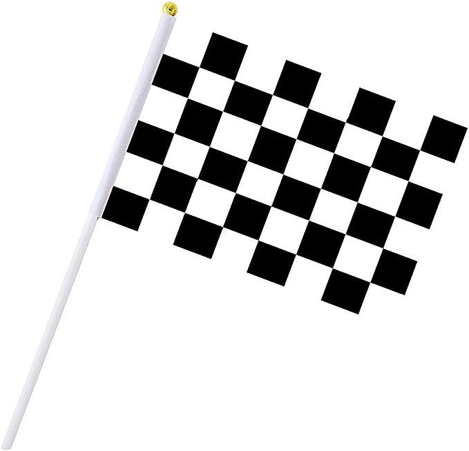 Cloud-X 30PCS Checkered Flags 8 x 5.5 Inch Racing Polyester Flags with Plastic Sticks Black & Whi... | Amazon (US)