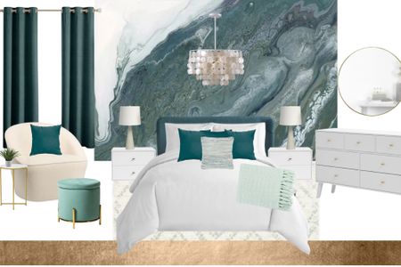 Gorgeous new teal free room design! Perfect amount of pop and color for your next STR refresh! #wayfair #wayfairprofessional #shorttermrentaldesign

#LTKhome