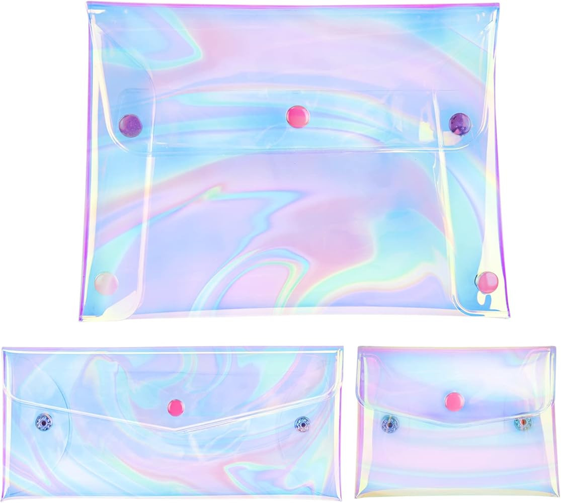 Ychelhr 3 Pcs Holographic Makeup Bag, Iridescent Pencil Pouch Transparent Iridescent Cosmetic Bag... | Amazon (US)