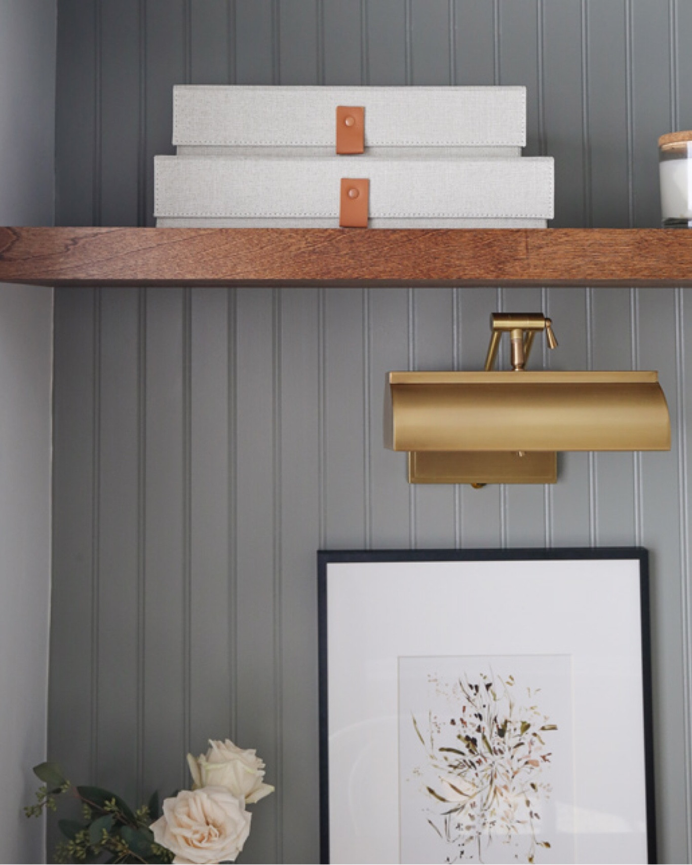 Brass picture light Amazon
Linen fabric storage boxes Amazon
Black matted frame Target
Floral artwork Juniper Print Shop

#LTKsalealert #LTKhome #LTKfindsunder50