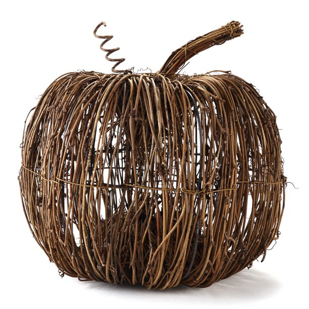 Rattan Lighted Pumpkin - Harvest Halloween Decor for Tabletops, Mantles - Large - Walmart.com | Walmart (US)