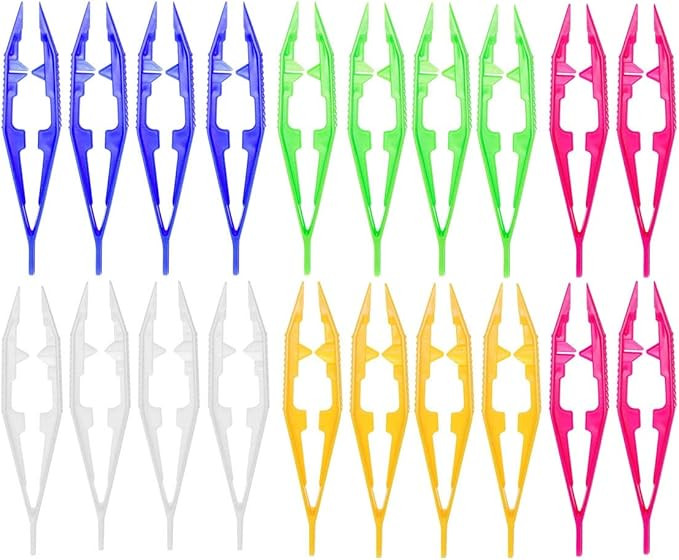 20 Assorted Colors Plastic Tweezers, 4.3Inch Craft Forceps for Beading Projects Craft for Handmad... | Amazon (US)