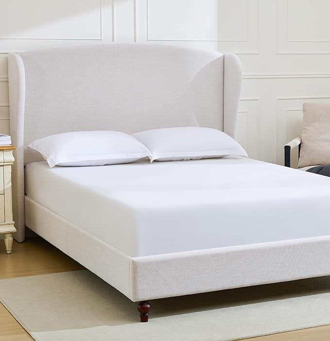 Bed Frame with 54" High Headboard, Upholstered Platform Wingback Bed, Elegant Simplicity & Tradit... | Amazon (US)