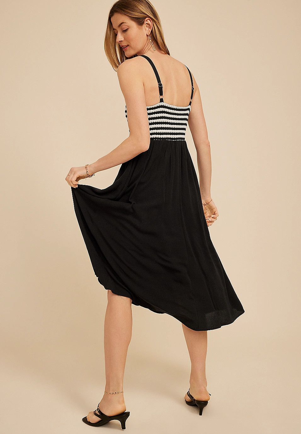 Bare Mixed Media Midi Dress | Maurices