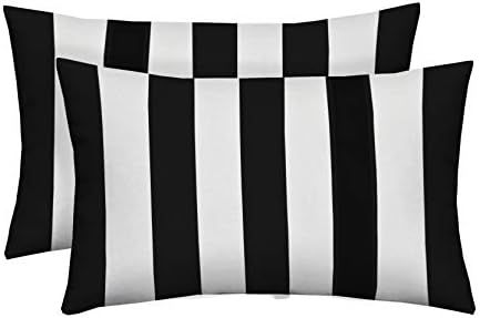 Amazon.com : HKMIU RSH Décor Set of 2 Indoor/Outdoor Decorative Lumbar/Rectangle Pillows - Black... | Amazon (US)