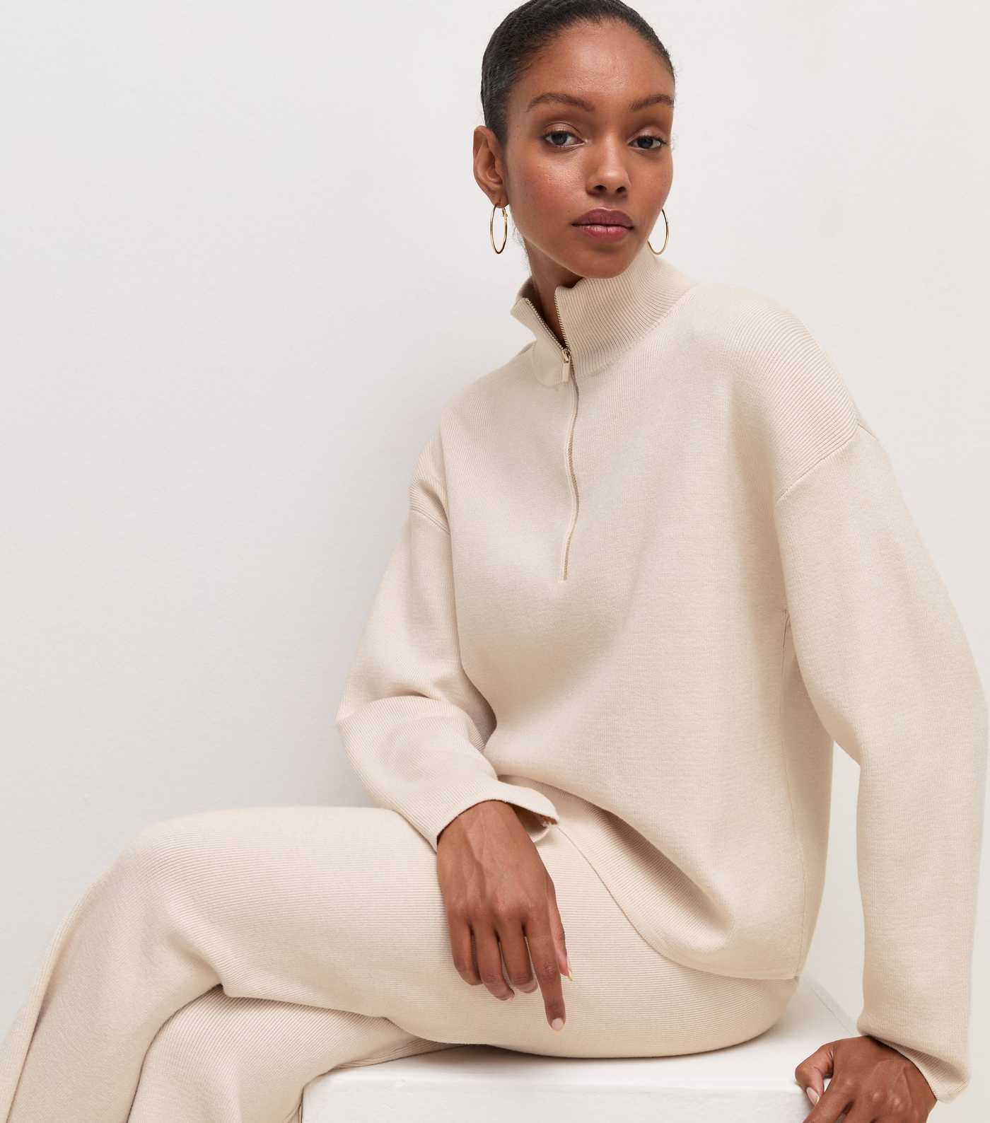 Cream Knitted Half Zip Jumper | New Look | New Look (UK)