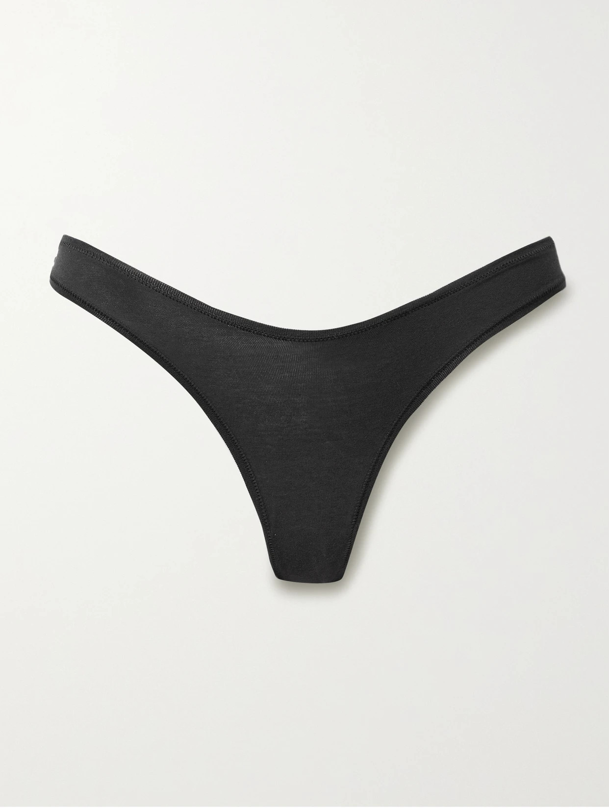 SKIMS - Cotton-blend Jersey Dipped Thong - Soot | NET-A-PORTER (US)