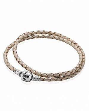 Pandora Bracelet - Champagne Leather Double Wrap with Silver Clasp | Bloomingdale's (US)