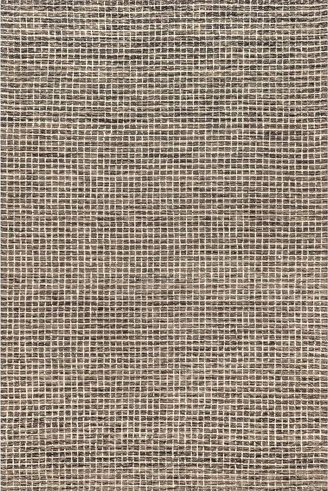 Rugs USA x Arvin Olano Melrose Checked Wool Area Rug, 9' x 12', Brown | Amazon (US)